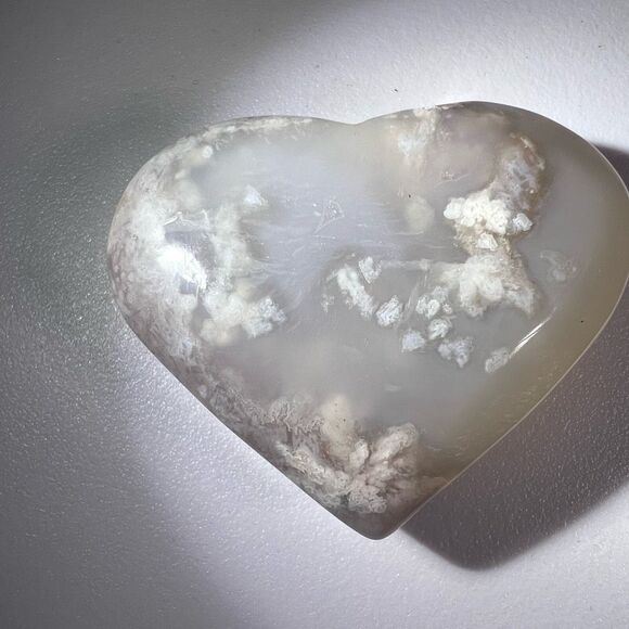 Flower Agate‎ Heart Carving (#15) - Picture 6 of 12